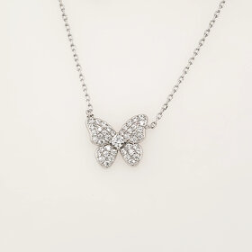 242009/040 NOMINATION ITALY STERLING SILVER CUBIC ZIRCONIA BUTTERFLY NECKLACE