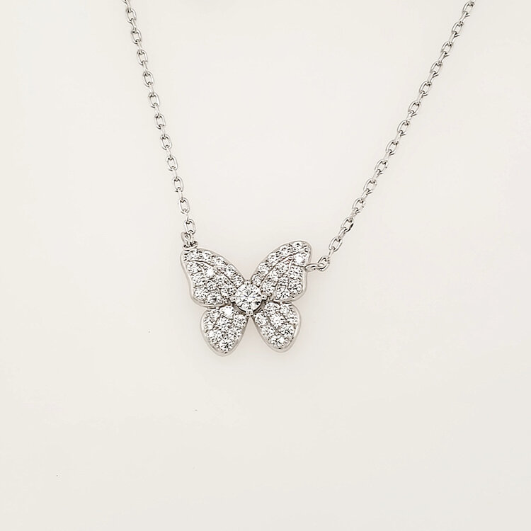 242009/040 NOMINATION ITALY STERLING SILVER CUBIC ZIRCONIA BUTTERFLY NECKLACE