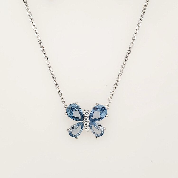 241902/005 NOMINATION ITALY STERLING SILVER SHINE ME UP COLLECTION  BLUE CUBIC ZIRCONIA BUTTERFLY NECKLACE