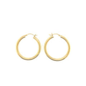 31120 14K YELLOW GOLD 1" 3MM HIGH POLISHED TUBE HOOPS