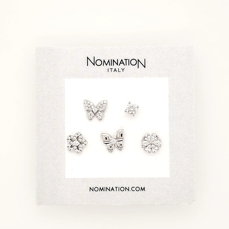 242014/050 NOMINATION ITALY STERLING SILVER CUBIC ZIRCONIA VARIETY EARRINGS SET