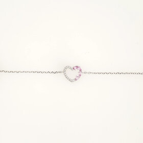 241901/004 NOMINATION ITALY STERLING SILVER SHINE ME UP COLLECTION PINK CUBIC ZIRCONIA OPEN HEART BRACELET