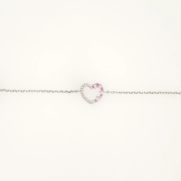 241901/004 NOMINATION ITALY STERLING SILVER SHINE ME UP COLLECTION PINK CUBIC ZIRCONIA OPEN HEART BRACELET