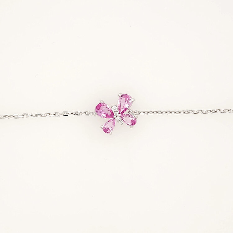 241901/007 NOMINATION ITALY STERLING SILVER SHINE ME UP COLLECTION PINK CUBIC ZIRCONIA BUTTERFLY BRACELET