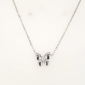 242008/040 NOMINATION ITALY STERLING SILVER CUBIC ZIRCONIA HIGH POLISH BUTTERFLY NECKLACE