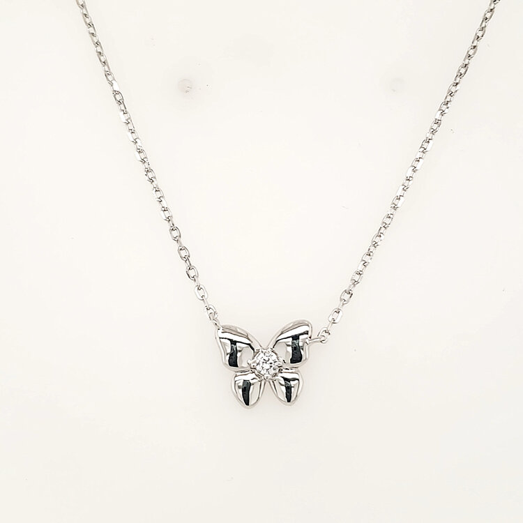 242008/040 NOMINATION ITALY STERLING SILVER CUBIC ZIRCONIA HIGH POLISH BUTTERFLY NECKLACE