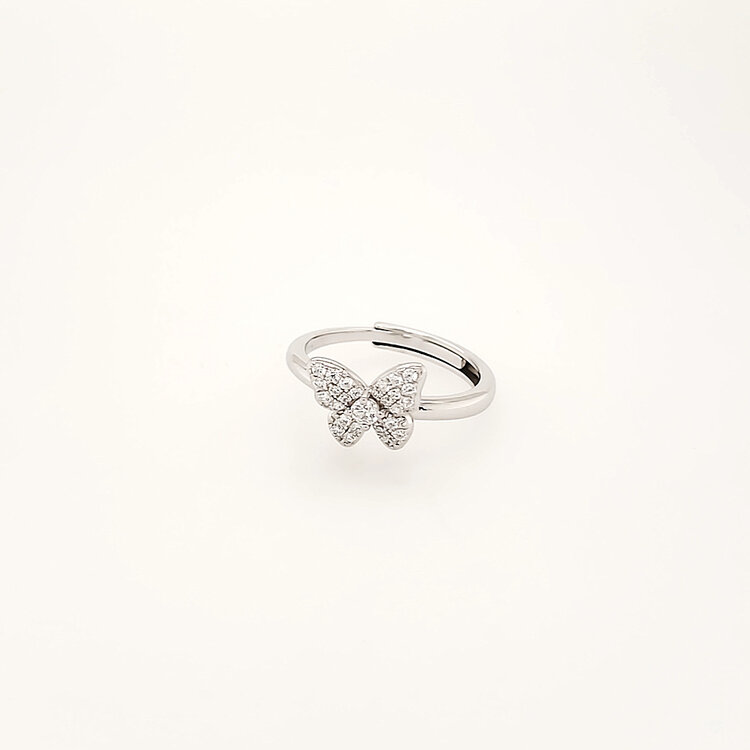 242001/040 NOMINATION ITALY STERLING SILVER CUBIC ZIRCONIA BUTTERFLY ADJUSTABLE RING