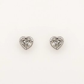 31428 14K WHITE GOLD .50CTW HEART DIAMOND BEZEL SET SCREWBACKS STUDS