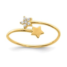 40435 14K YELLOW GOLD CUBIC ZIRCONIA TWO STARS  RING