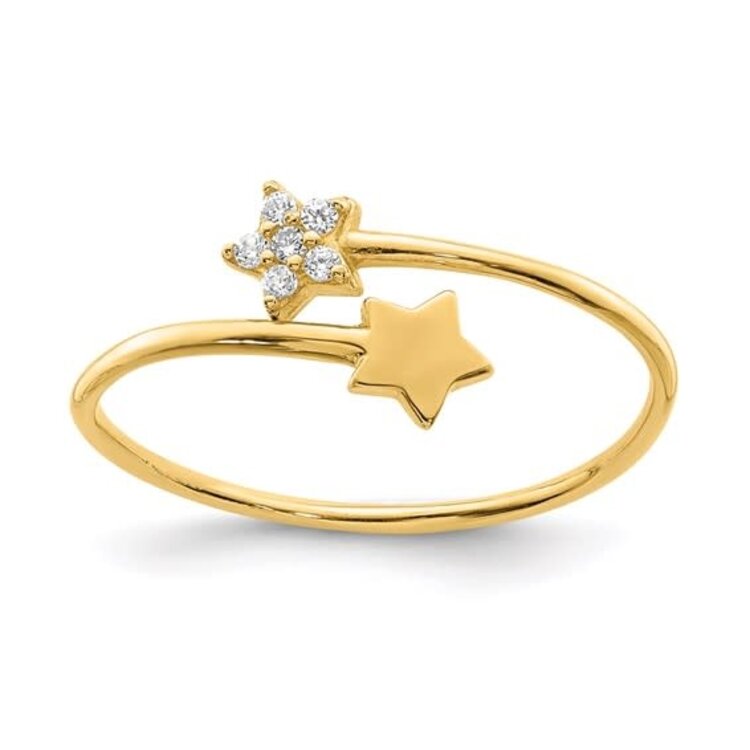 40435 14K YELLOW GOLD CUBIC ZIRCONIA TWO STARS  RING