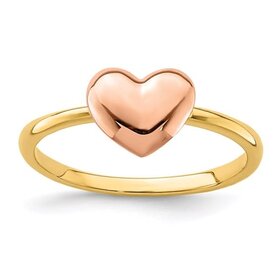 40438 14K TWO TONE HIGH POLISH HEART LADIES RING