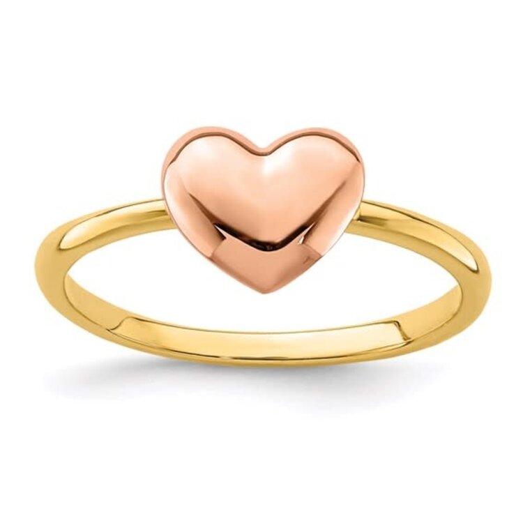 40438 14K TWO TONE HIGH POLISH HEART LADIES RING