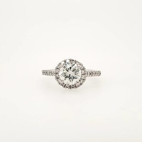 475079 14K  WHITE GOLD 1.18CT CENTER J COLOR  SI1 .34CT DIAMOND HALO SETTING ENGAGEMENT   RING