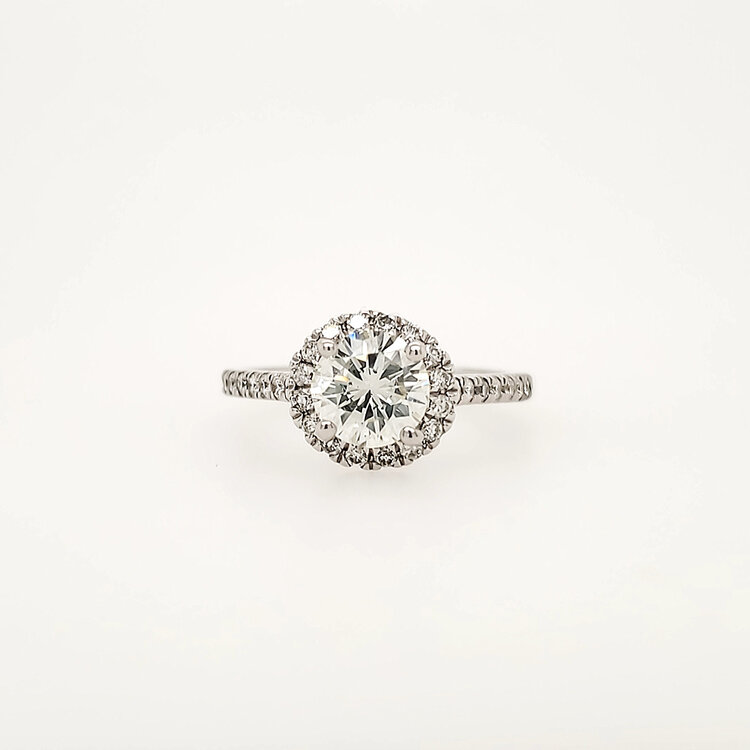 475079 14K  WHITE GOLD 1.18CT CENTER J COLOR  SI1  GIA .34CT DIAMOND HALO SETTING ENGAGEMENT   RING