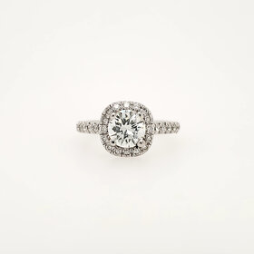 475026 14K WHITE GOLD 1.01CT J COLOR VS1  CENTER DIAMOND HALO  ENGAGEMENT RING