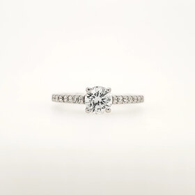 475088 18K WHITE GOLD .50CT CENTER DIAMOND G COLOR SI1  .14CT DIAMOND SETTING 4 PRONG ENGAGEMENT   RING