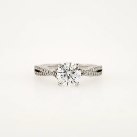 40839 14K WHITE GOLD 1.09CT CENTER LAB DIAMOND D COLOR VS1  .50CT  DIAMOND OPEN TWIST SHANK ENGAGEMENT RING