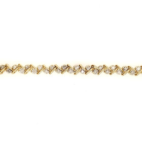 20484 14K YELLOW GOLD 1CTW DIAMOND ZIG ZAG STYLE TENNIS BRACELET