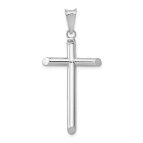 77203 14K WHITE GOLD MEDIUM HIGH POLISH CUT ENDS CROSS