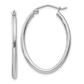 31459 14K WHITE GOLD 1.40" 2MM HIGH POLISH OVAL HOOPS