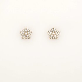 31451 14K YELLOW GOLD 5.80MM CUBIC ZIRCONIA FLOWER SHAPE SCREWBACKS