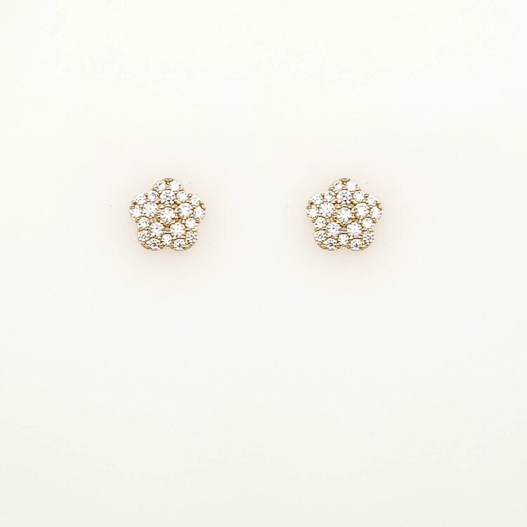31451 14K YELLOW GOLD 5.80MM CUBIC ZIRCONIA FLOWER SHAPE SCREWBACKS