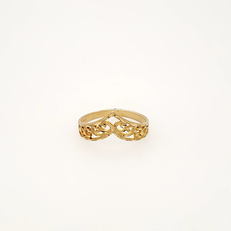 40448 14K YELLOW GOLD CHEVRON FILIGREE RING