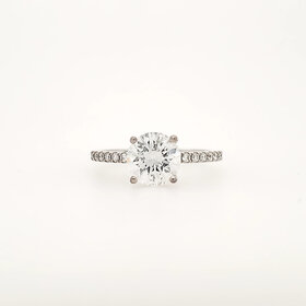 475275 14K WHITE GOLD 1.51CT  F COLOR SI2 DIAMOND CENTER .38CT DIAMOND SETTING HIDDEN HALO ENGAGEMENT RING