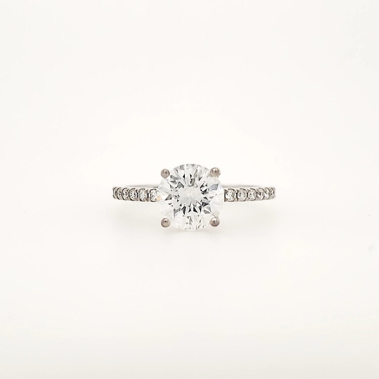 475275 14K WHITE GOLD 1.51CT  F COLOR SI2 DIAMOND CENTER .38CT DIAMOND SETTING HIDDEN HALO ENGAGEMENT RING