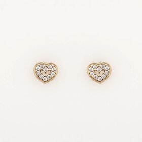 31466 14K YELLOW GOLD CUBIC ZIRCONIA SMALL HEARTSCREWBACKS