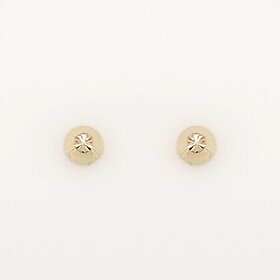 31467 14K YELLOW GOLD 4.60MM DIAMOND CUT HALF BALL SCREWBACKS BABY EARRINGS STUDS