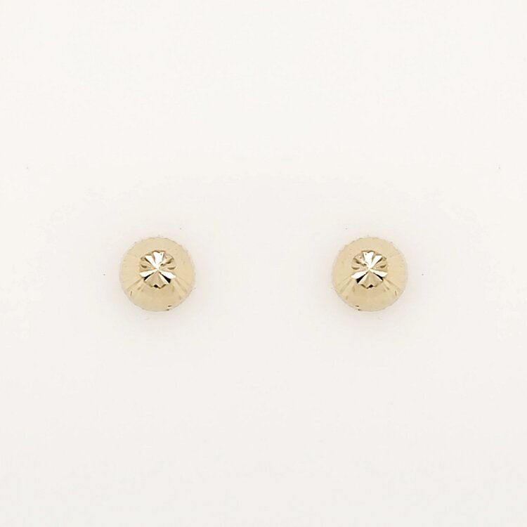 31467 14K YELLOW GOLD 4.60MM DIAMOND CUT HALF BALL SCREWBACKS BABY EARRINGS STUDS