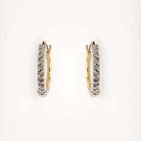 31472 14K TWO TONE .25CTW DIAMOND SMALL HOOPS