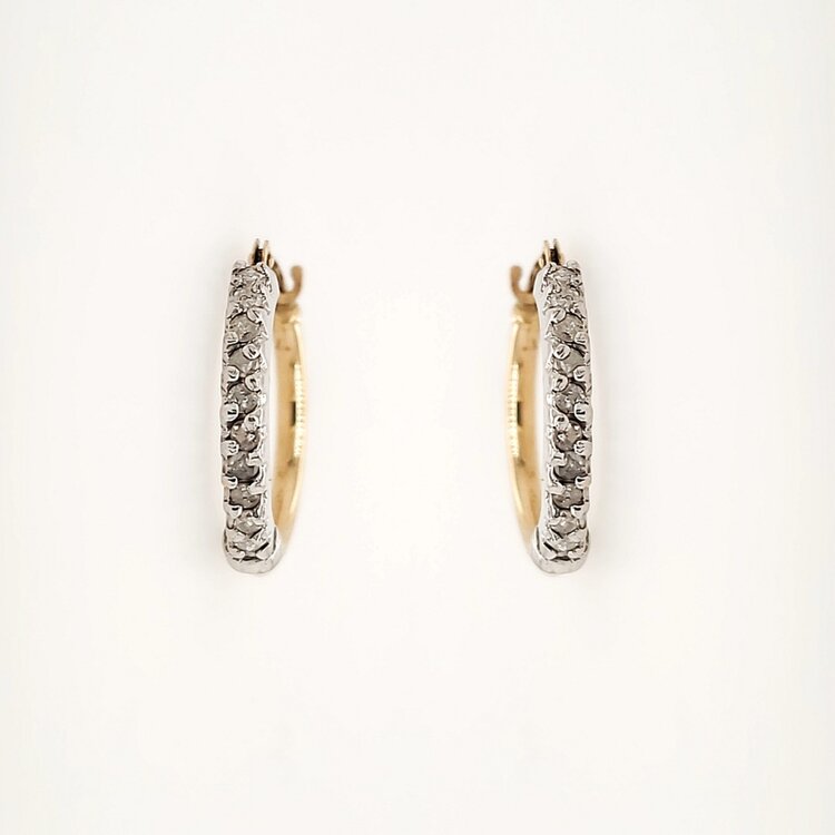 31472 14K TWO TONE .25CTW DIAMOND SMALL HOOPS