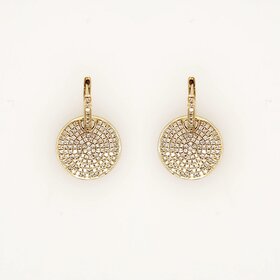 31474 14K YELLOW GOLD .50CTW DIAMOND DISC HANGING EARRINGS