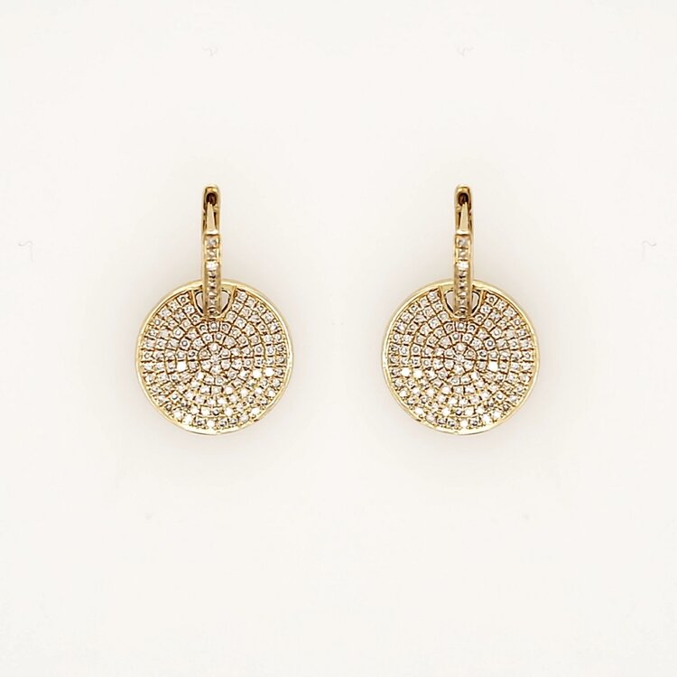 31474 14K YELLOW GOLD .50CTW DIAMOND DISC HANGING EARRINGS