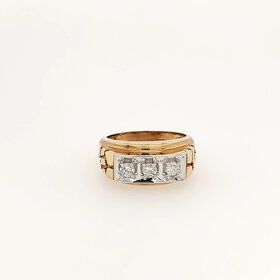 45071 10K TWO TONE .50CTW DIAMOND THREE DIAMOND NUGGET STYLE MEN'S RING