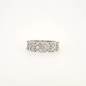 40452 14K WHITE GOLD 1CTW DIAMOND BAGUETTE AND ROUND FANCY LADIES RING