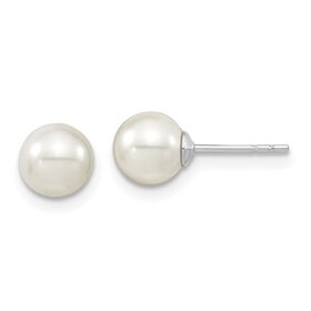 31476 14K WHITE GOLD 7.30MM PEARL STUD