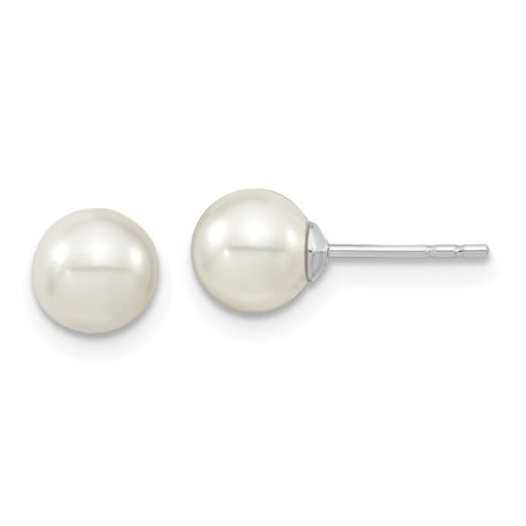 31476 14K WHITE GOLD 7.30MM PEARL STUD