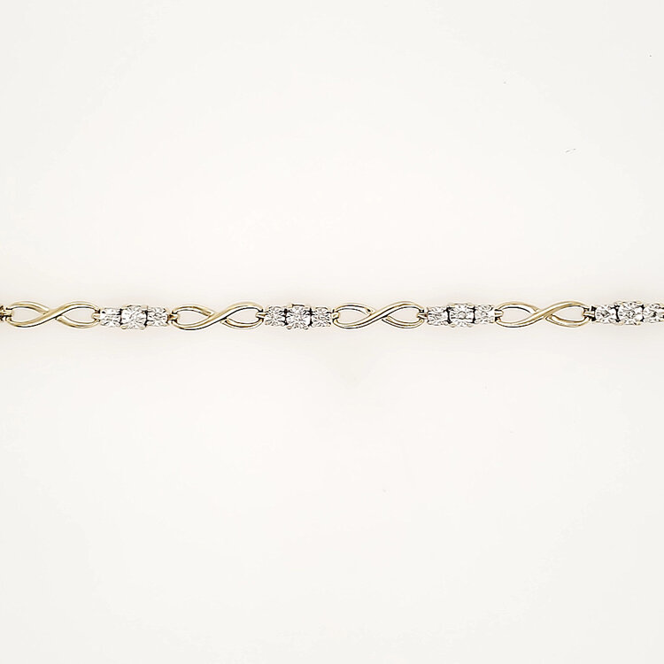 20490 10K TWO TONE DIAMOND INFINITY STYLE BRACELET