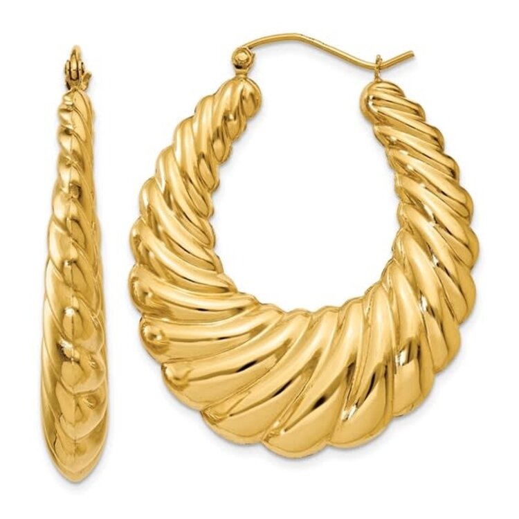 40453 14K YELLOW GOLD HIGH POLISH SCALLOPED HOOPS