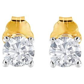 31490 14K YELLOW GOLD 1.15CT ROUND DIAOMOND 4-PRONG STUDS