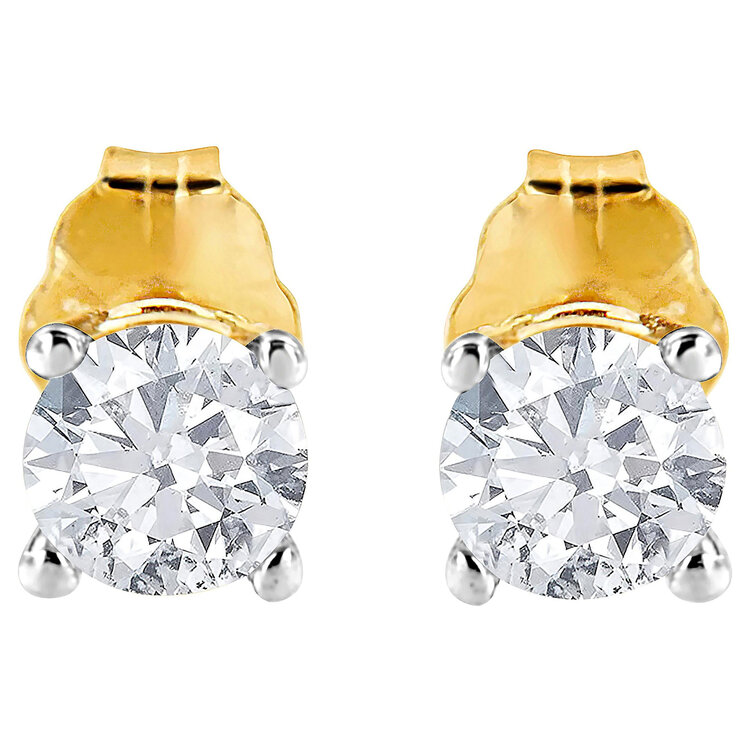 31490 14K YELLOW GOLD 1.15CT ROUND DIAOMOND 4-PRONG STUDS