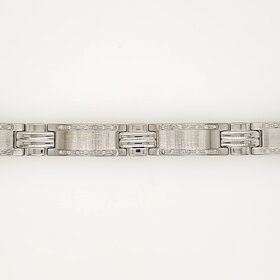 90090 STAINLESS STEEL GENUINE DIAMOND MECHANICAL LINK MEN'S BRACELET