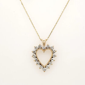 70005 14K YELLOW GOLD .70TCW DIAMOND OPEN HEART PENDANT SET
