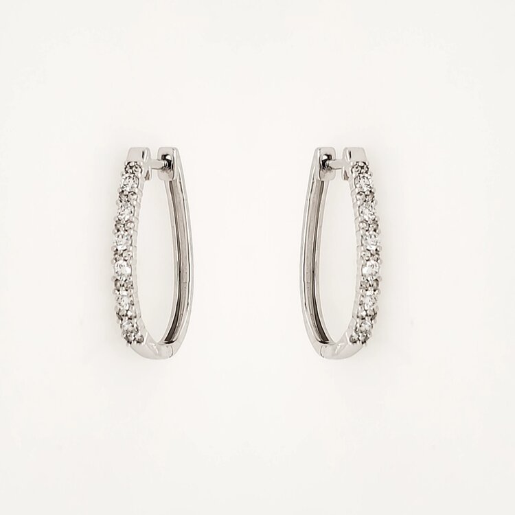 31493 10K WHITE GOLD .50CT LAB GROWN DIAMOND OBLONG HOOPS