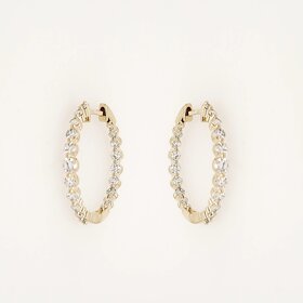 31492 14K YELLOW GOLD 1CT LAB GROWN DIAMOND TAPERED IN/OUT HOOPS 1"