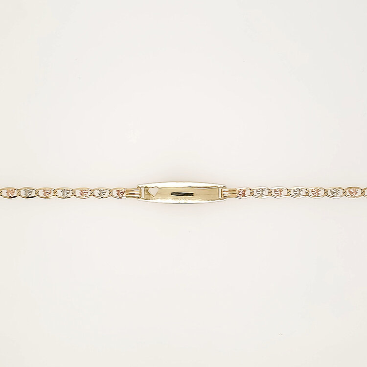 20491 14K TRI COLOR HEART STARBUSRT NAME ID HEART CUT OUT BABY BRACELET