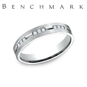 475289 14K WHITE GOLD .36CTW DIAMOND SATIN FINISH CENTER  HIGH POLISH WEDDING BAND